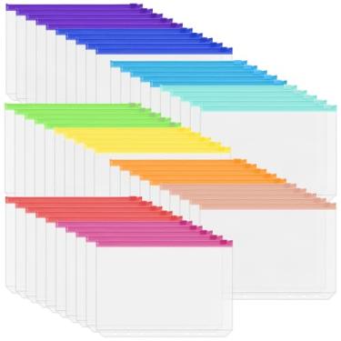 Imagem de Antner 50 peças A5 bolsos para fichário, envelopes de enchimento de dinheiro com 6 furos para economizar dinheiro, 10 pastas com zíper de cores sortidas, inserções de planejador de orçamento, folhas