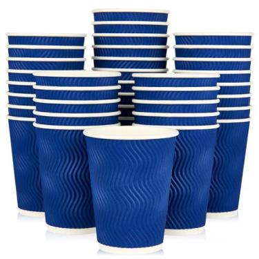 Imagem de Copos de café de papel JollyPack 12 onças, 60 pacotes, azuis, descartá