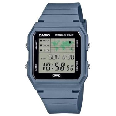 Imagem de Casio Série Pop LF-30W | Relógio digital | Azul | Exibição do mapa do mundo | Pulseira de resina de base biológica | Luz LED | Cronômetro | Temporizador de contagem regressiva | Hora mundial | Multi