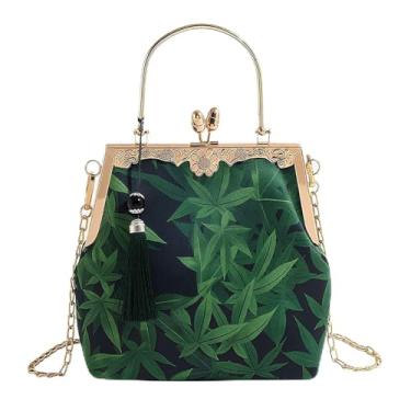 Imagem de YeBon Bolsa clutch vintage para mulheres, bolsa transversal, para noite, festa de casamento, formatura, Verde