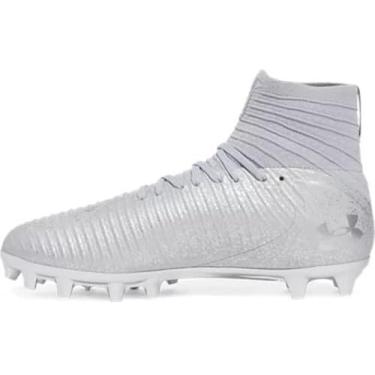Imagem de Under Armour Chuteiras de futebol masculinas Highlight 2 MC Knit – Palmilha SuperFoam de alto rebote, Prata metálica (099), 41