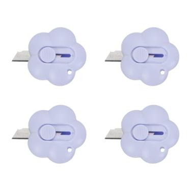 Imagem de PATIKIL Cortadores de caixa, 4 peças abridor de cartas retrátil em forma de nuvem pequeno abridor de envelope para corte de papel de abertura de envelope DIY, roxo (4 x 4,8 cm)