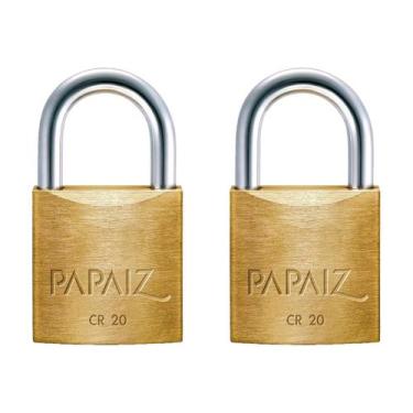 Imagem de Kit 2 cadeado papaiz 20mm cr20 latão maciço com chaves