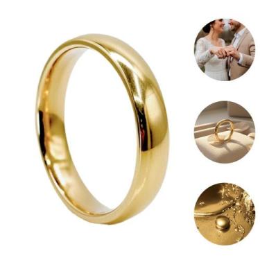 Imagem de Aliança de Tungstênio ouro 18K 4mm tradicional anatômica - Oremte, 19