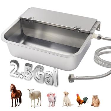 Imagem de Abustle pig Dispensador automático de água de 2,5 litros para cães, alimentador de água grande de aço inoxidável para animais e frango, serve para torneira de 3/10.2 cm
