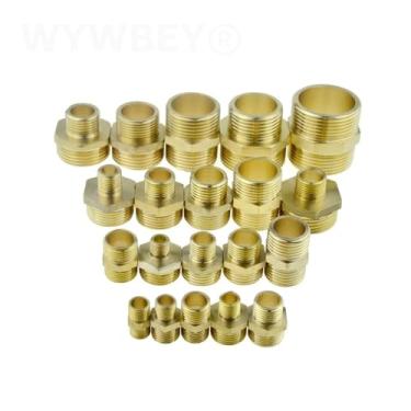 Imagem de 1 peça Adaptador de cobre de encaixe de tubo hexagonal de latão 1/8 1/4 3/8 1/2 3/4 macho conector de acoplador redutor igual junta de encanamento de gás de água (DN8-DN8 02-02)