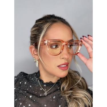 Imagem de Óculos modernos de bloqueio de luz azul médio com antirreflexo para mulheres com computador, rosa