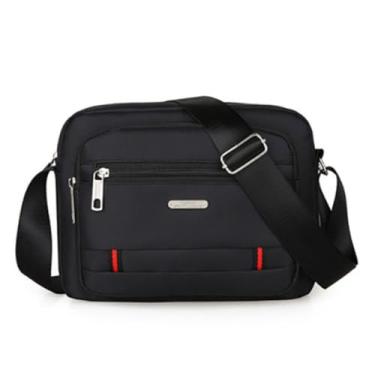 Imagem de Bolsa grande retangular de nylon bolsa mensageiro casual Oxford pano transversal masculina preta