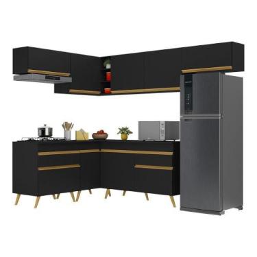 Imagem de Cozinha Completa De Canto Mp2069 Com Armário E Balcão Preta - MULTIMOV