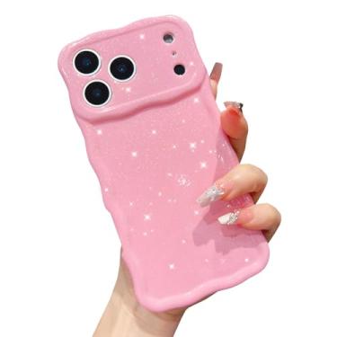 Imagem de ekoneda Capa para iPhone 17 Pro-Max: capa protetora de silicone com glitter brilhante brilhante brilhante linda moldura ondulada brilhante cor sólida fina fina capa protetora de silicone para mulheres