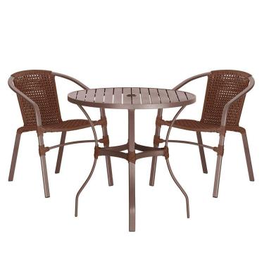 Imagem de 02 Cadeiras Floripa E Mesa Roma 100cm Marrom Trama Original Marrom