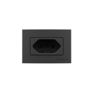 Imagem de Placa Para Móveis 65x45 Com Tomada Margirius Sleek Colors 2p+t 10a Grafite Grafite