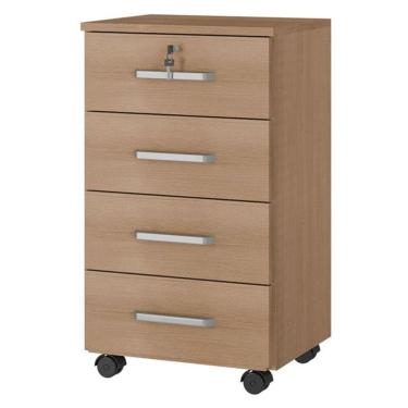 Imagem de Gaveteiro Gávea Com Chave 4 Gavetas Freijó Fosco - Móveis Leão