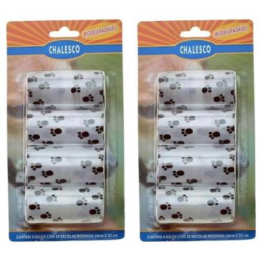Imagem de 2 Branco Refil Cata Caca Com 4 Rolos De 20 Sacolas Chalesco