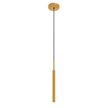 Imagem de Luminária Teto Pendente Tubo Sala Cozinha Ilha Dourado 40Cm