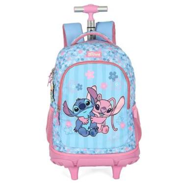 Imagem de Mochila de Rodinhas Escolar Juvenil Stitch Angel - Luxcel, Rosa