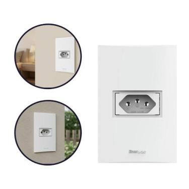 Imagem de Kit com 5 Interruptor Simples Tomada 10a 4x2 Branco Linha Beleze Enerb