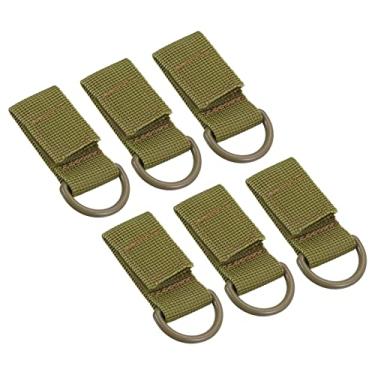 Imagem de Porta-chaves de cinto, 6 peças tipo D correia de nylon para pendurar engrenagem fivela chaveiro gancho com encaixe para acampamento ao ar livre, cáqui
