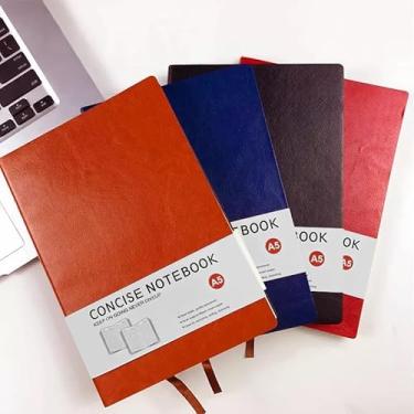 Imagem de Cadernos de diário para escola de trabalho, cadernos de couro A5 para escrever viagens de negócios, agenda diária pautada para homens e mulheres, caderno de composição portátil 14 × 21 cm, 80 folhas