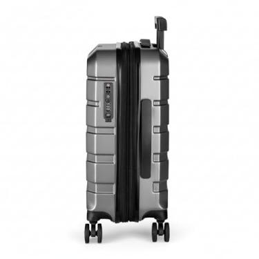 Imagem de Mala de Viagem em Policarbonato 4 Rodas Rotativas 360° de bordo 40L Cinza com Carregador USB Cadeado TSA Internacional