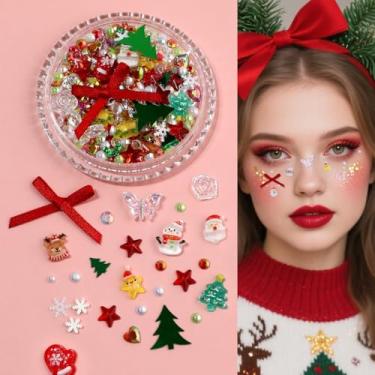 Imagem de Mini ornamentos de Natal a granel - pingentes de resina plana para enfeites, decoração de casa e artesanato criativo (designs festivos incluídos)