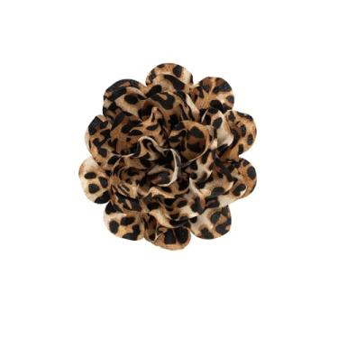 Imagem de Broches elegantes de flores de pano, grande, camélia, para mulheres, tecido delicado, broches rosas, vestido, saia, cachecol, chapéu, alfinetes, roupas, acessórios de decoração (estampa de leopardo B)