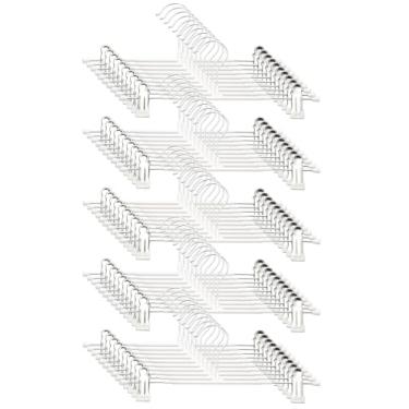 Imagem de Cabides para calças com clipes – Pacote com 50 cabides de saia resistentes, antiderrapantes ajustáveis para economizar espaço, para calças, jeans, shorts | Branco | 30 cm