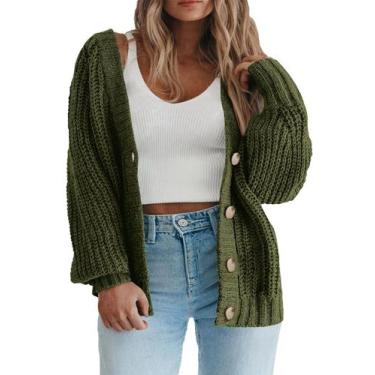 Imagem de Suéter feminino Eytino Plus Size Chunky Knit 2X verde