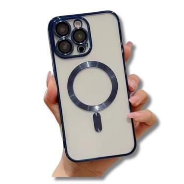 Imagem de Capinha Magnética capa iPhone 12 13 14 15 16 Pro Promax silicone anti-impacto (azul escuro, iPhone 15 Pro Max)