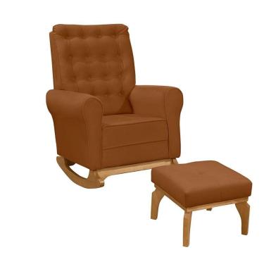 Imagem de Poltrona Amamentação Balanço Páris C/ Puff Veludo Terra Cota