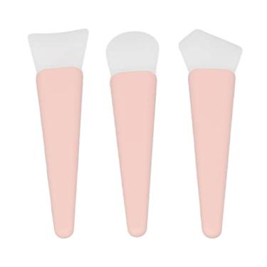 Imagem de 3Pcs Silicone Brush Applicator Kit Soft Reusable Lightweight Makeup Brushes Tools for Home Travel Party Skincare Face Mask Application (champanhe)