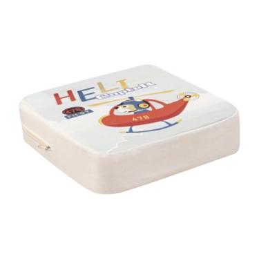 Imagem de Esquirla Assento elevatório para cadeira de jantar com estampa de desenho animado e almofada antiderrapante para cadeira alta para crianças, Helicóptero, 40cmx40cmx10cm