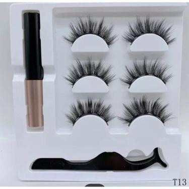 Imagem de Kit Cilios Magneticos Posticos Com 5 Imãs 3 Par Delineador