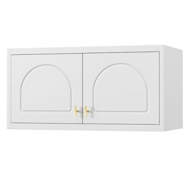 Imagem de SteeLoong Armário de armazenamento superior de parede de 38 cm, armário de parede de banheiro de metal, armário de armazenamento branco para porão, sala de estar, escritório em casa