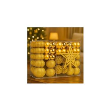 Imagem de Kit Bolas Natalinas para Decoração de Árvores, Bronze, 24 Peças, 6cm de Diâmetro, Plástico, com Glitter e Efeito Espelhado