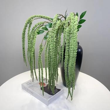 Imagem de Evlasumflow 2 peças de flores artificiais de amaranto de 38 cm, plantas falsas para pendurar em lágrimas de amantes, para arranjo floral, buquês, decoração de casamento, escritório em casa (verde)