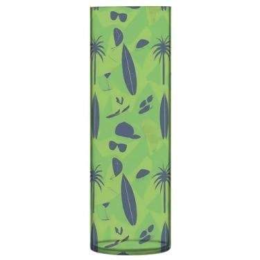 Imagem de JUZIHAI Vaso de flores geométrico abstrato para flores 9,9 cm x 30 cm Cilindro de plástico moderno vaso de flores para centro de mesa de casamento decoração de casa