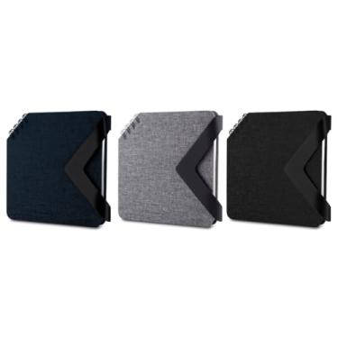 Imagem de Kit com 3 Mini Cadernos de 70 Folhas Pautadas com Fecho Magnético - Cinza, Preto e Azul