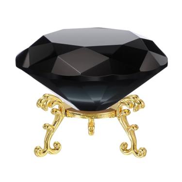 Imagem de PATIKIL Peso de papel de cristal de diamante, peso de papel de cristal de 100 mm / 3,94" com base de metal dourado 25 para decoração de mesa de escritório em casa, enfeites de festa de casamento