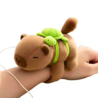 Imagem de capivara de pelucia bracelete com calda giratória - mochila tartaruga verde antialergica presente criativo kit 2 unidades