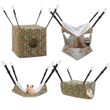 Imagem de Guiqulai Rede para furões, pacote com 4, furões, porquinho-da-índia, acessórios para gaiola de rato, rede suspensa para animais pequenos, hamster, planador de açúcar, esquilo, chinchila
