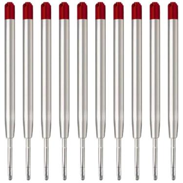 Imagem de MengRan Recargas de caneta esferográfica de 9 cm para canetas click, ponta média de 1 mm, compatível com refil de caneta Parker (tinta vermelha - 10 peças)