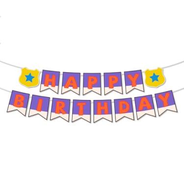 Imagem de Faixa de Aniversário Desenho Animado Laranja e Roxa Feliz, Guirlanda de Aniversário Cartolina Pré-Montada com Espaçamento Ajustável Decorações Fofas para Festa Infantil e Acessórios Pendurar