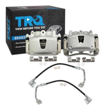 Imagem de TRQ Pinça de freio dianteiro e conjunto de mangueira compatível com Jeep Commander 05-10 Grand Cherokee 06-10