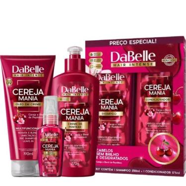 Imagem de Kit DaBelle Liso Cereja Mania + Óleo Creme + Creme de Pentear + Óleo