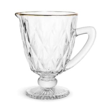 Imagem de Jarra de Vidro Diamante 1L com Filete Dourado - Design Sofisticado e Elegante para Água, Sucos e Bebidas Especiais