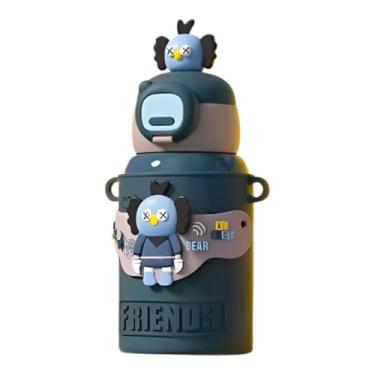 Imagem de Kit 5 Garrafa Infantil Térmica Aço com Canudo Alça Bolsa