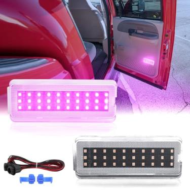 Imagem de Luzes de cortesia de painel de porta interior LED para Ford F250 F350 F450 F550 Super Duty e Ford Excursion 2000-2005 Lâmpada de boas-vindas para porta de carro roxa rosa com extensão de arnês lente