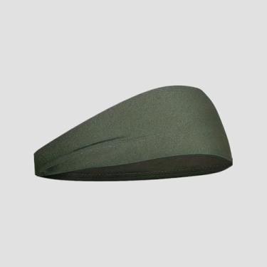 Imagem de 1 faixa de cabeça esportiva masculina, absorvente de suor, antiderrapante, respirável, ajustável, para corrida, fitness, basquete, tênis, verde militar