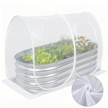 Imagem de Hiraliy Rede de jardim para canteiros elevados, capa de cama de jardim pop-up instantânea, capa de estufa portátil para cama de jardim elevada, gaiola de cultivo para proteger plantas para ambientes